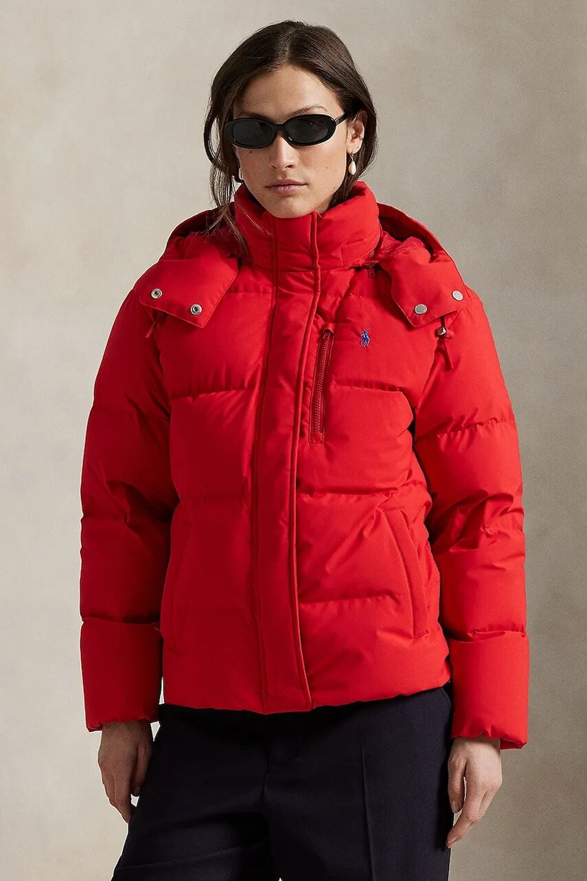 Páperová bunda Polo Ralph Lauren červená farba, zimná, 211971190