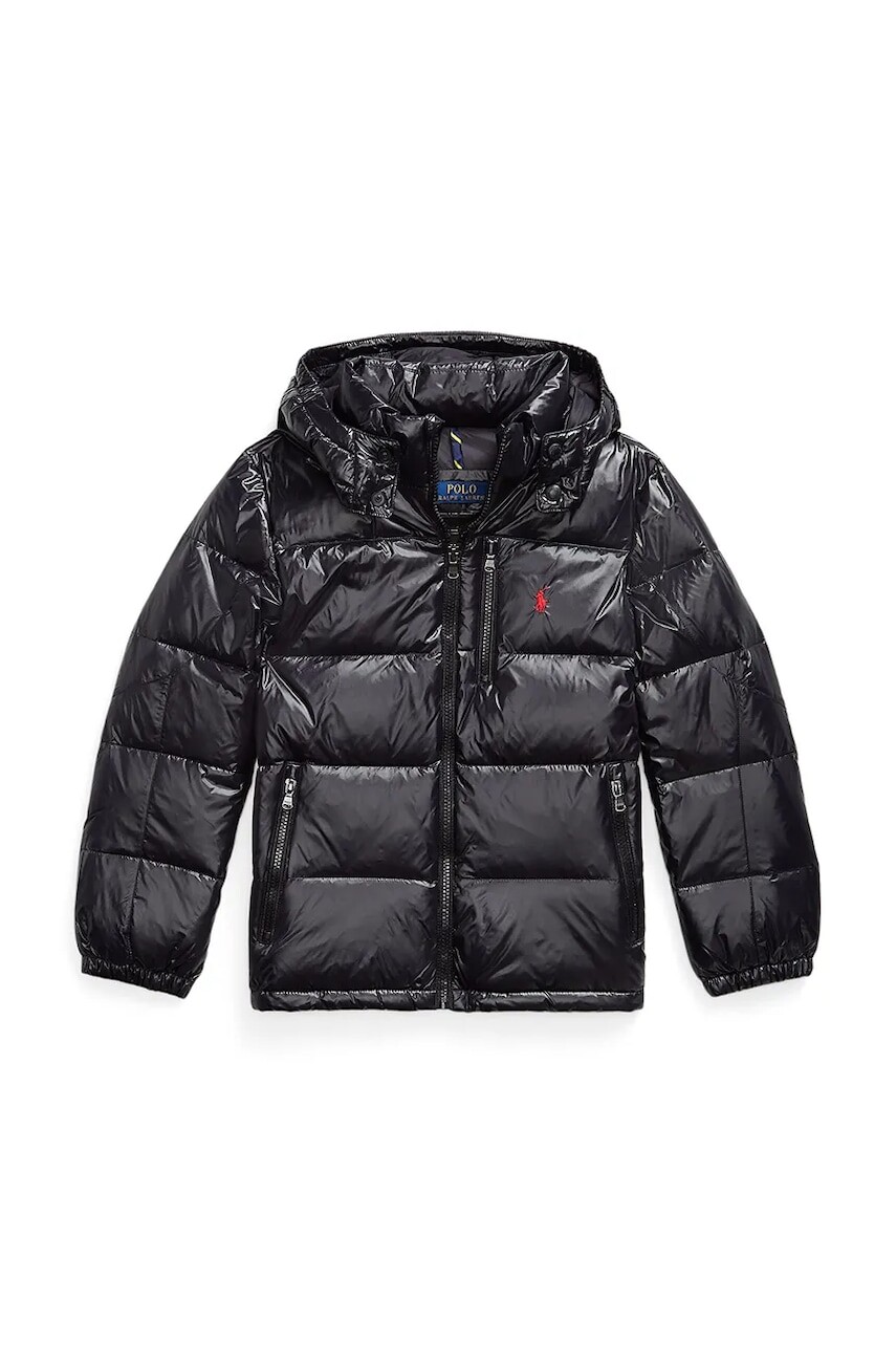 Detská bunda Polo Ralph Lauren čierna farba, 323978459001