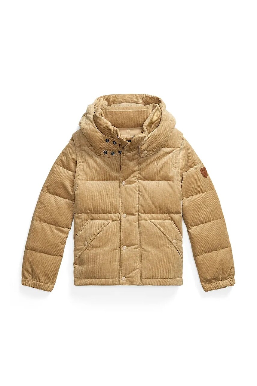 Detská bavlnená bunda Polo Ralph Lauren béžová farba, 323978448003