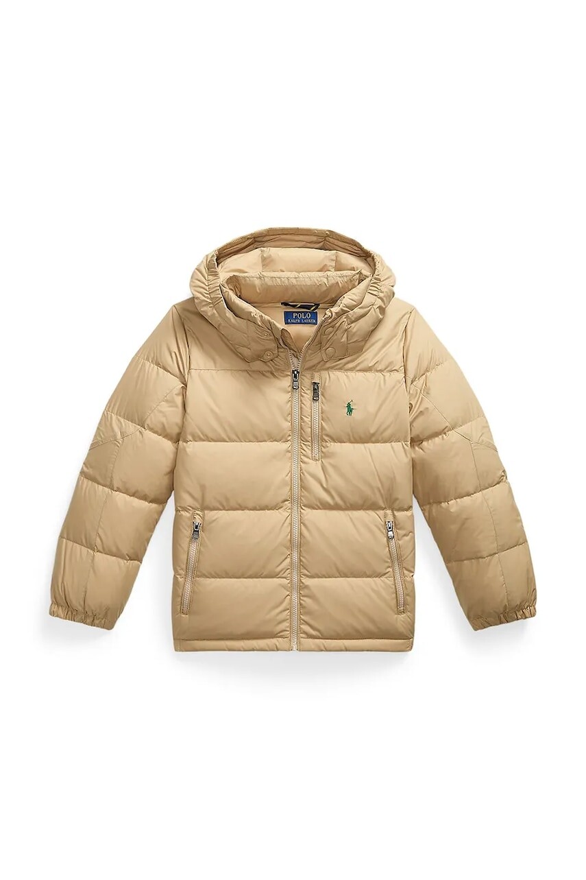 Detská páperová bunda Polo Ralph Lauren béžová farba, 323969861003