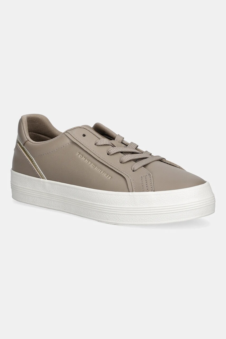 Kožené tenisky Tommy Hilfiger VULC FOXING SNEAKER béžová farba, FW0FW08683