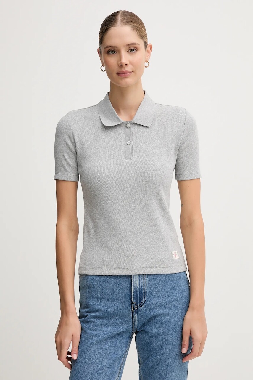 Polo tričko Calvin Klein Jeans dámske, šedá farba, LV047C907G