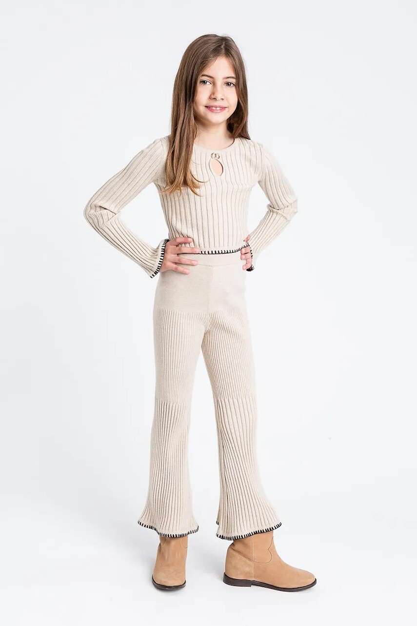 Detské tričko s dlhým rukávom Twinset béžová farba, 252GJ3092