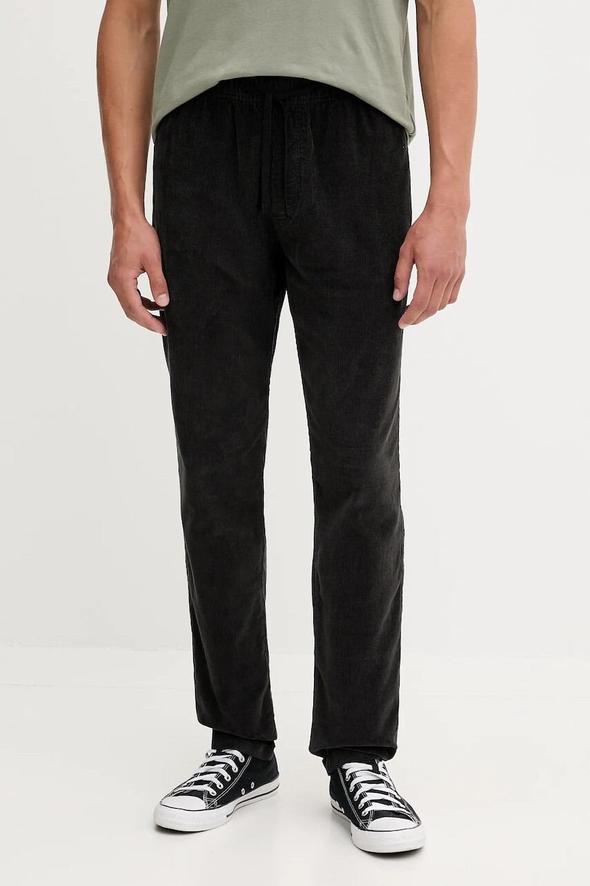 Menčestrové nohavice Tommy Jeans čierna farba, rovný strih, DM0DM21997