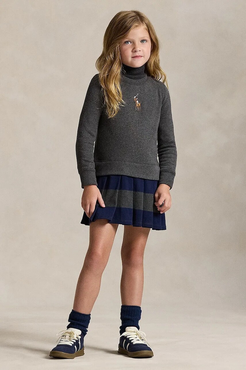 Dievčenské šaty Polo Ralph Lauren šedá farba, mini, áčkový strih, 312978991001