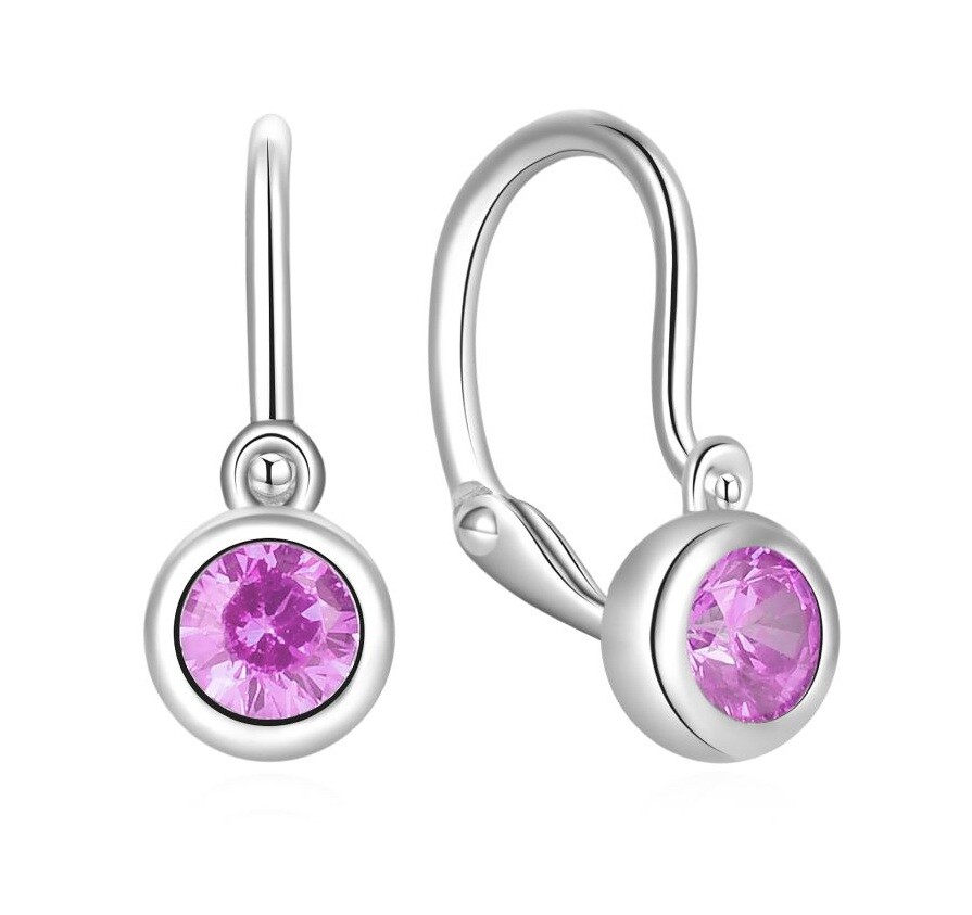 MOISS Strieborné náušnice s ružovými zirkónmi E0000617