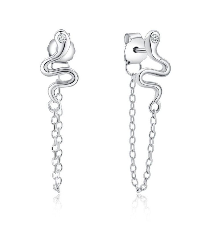 MOISS Strieborné retiazkové náušnice Had E0003969