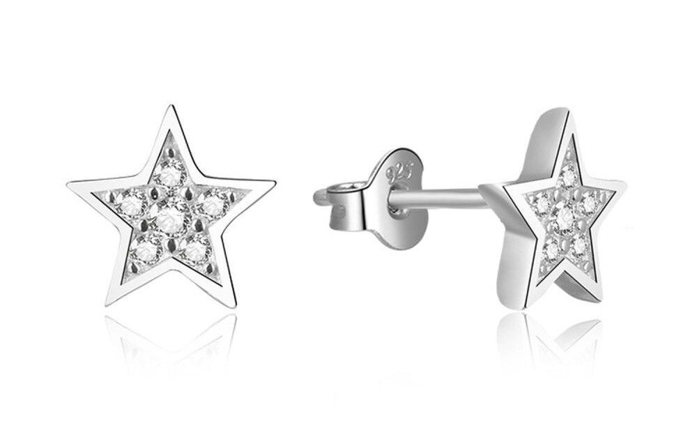 MOISS Strieborné náušnice Hviezdička so zirkónmi E0002618
