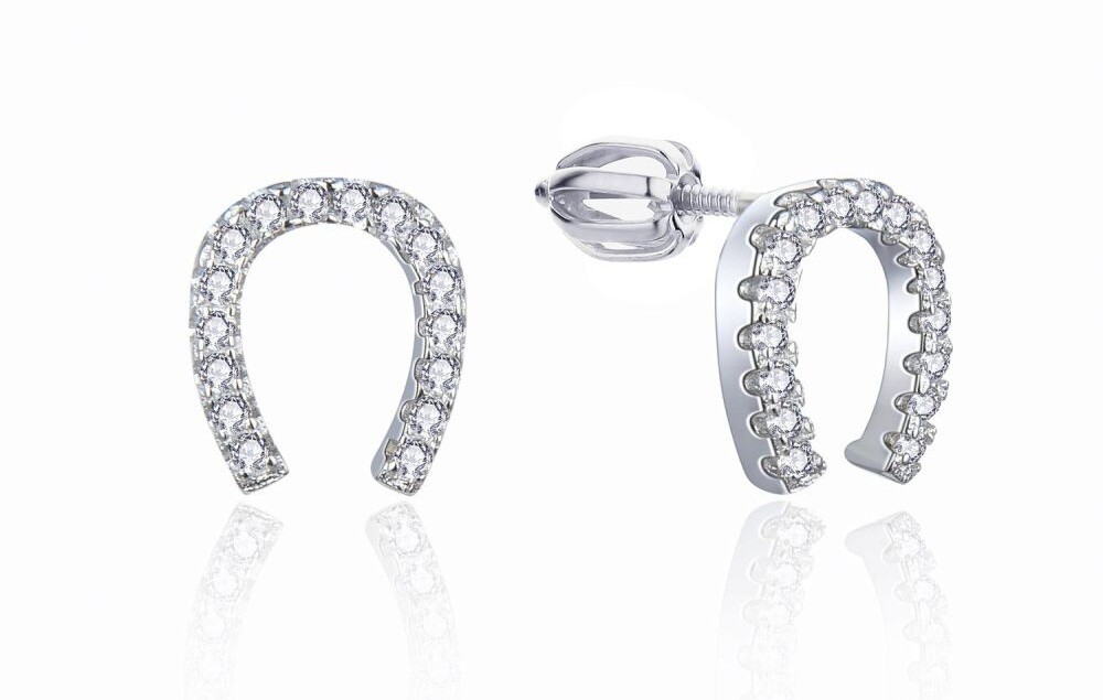 MOISS Strieborné náušnice Podkova so zirkónmi E0004429