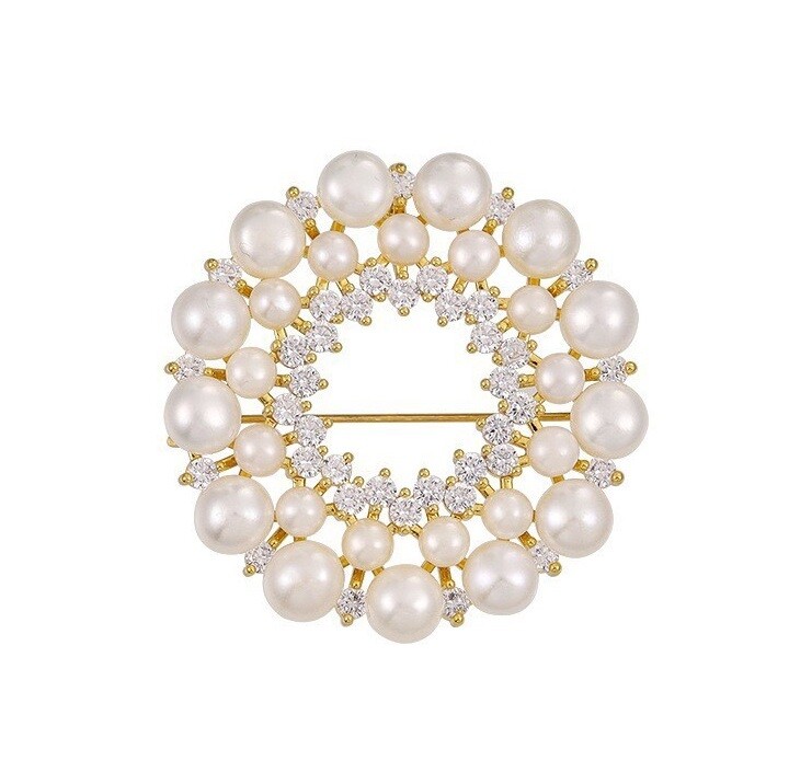 Troli Očarujúca perličková brošňa s kryštálmi Gold