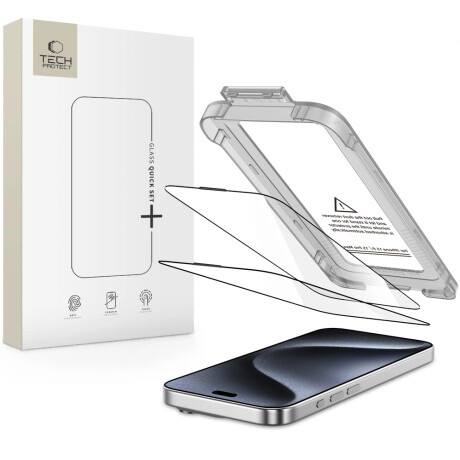 Tech-Protect Quick Set 2x ochranné sklo na iPhone 15 Pro, čierne