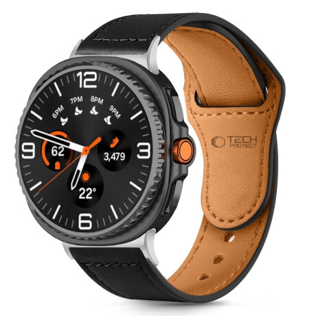 Tech-Protect Leather Fit remienok na Samsung Galaxy Watch 8 / Classic (40 / 44 / 46mm), black