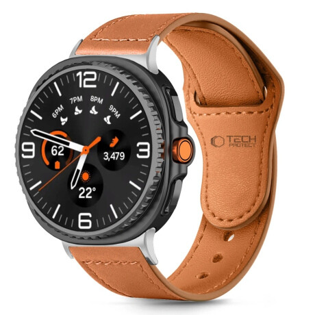 Tech-Protect Leather Fit remienok na Samsung Galaxy Watch 8 / Classic (40 / 44 / 46mm), brown