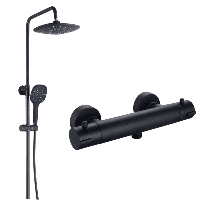 Sprchový set MEXEN DENIS - hlavica + sprchová batéria čierna