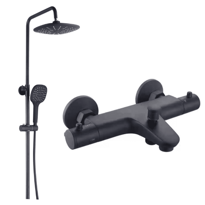 Vaňový set MEXEN DENIS - hlavica + vaňová batéria čierna