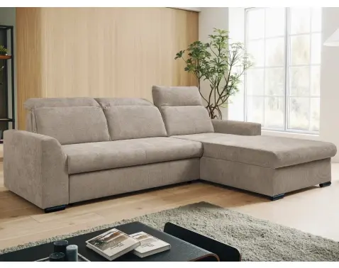 Rohová sedačka Arya, béžová cappuccino šrukturovaná tkanina, pravý roh%