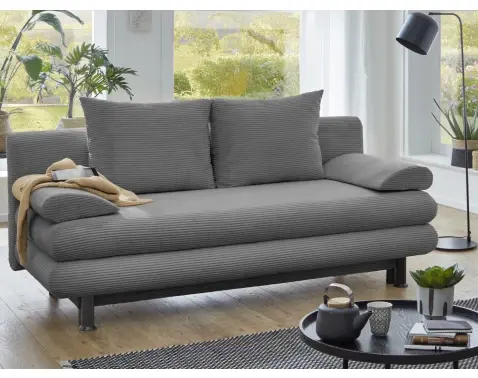 Rozkladacia pohovka Bert, stredne šedá štrukturovaná látka%