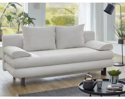 Rozkladacia pohovka Bert, krémová strukturovaná látka%