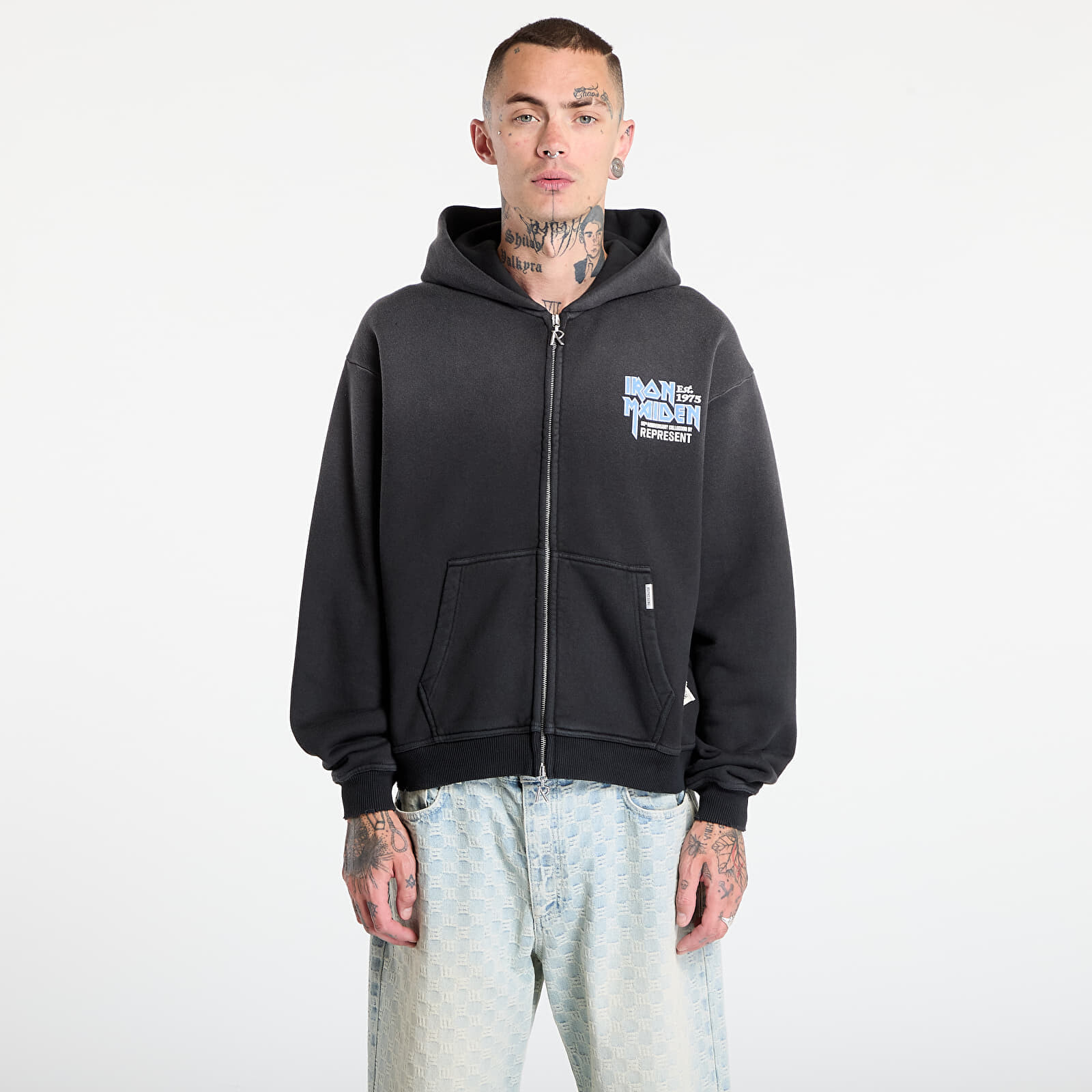 Mikina REPRESENT x Iron Maiden Anniversary Hoodie Stained Black L