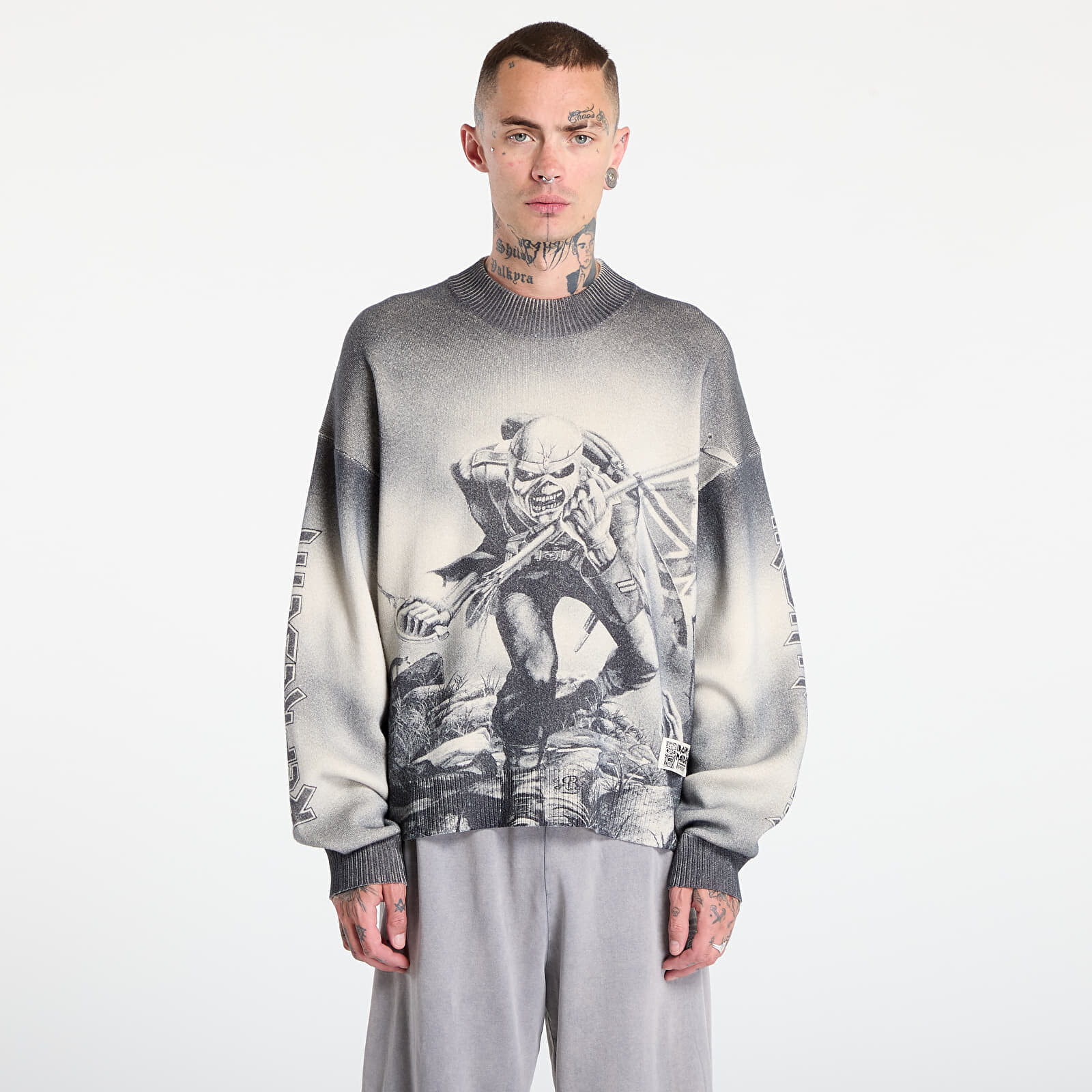 Svetr REPRESENT x Iron Maiden Trooper Knit Sunfade Grey L