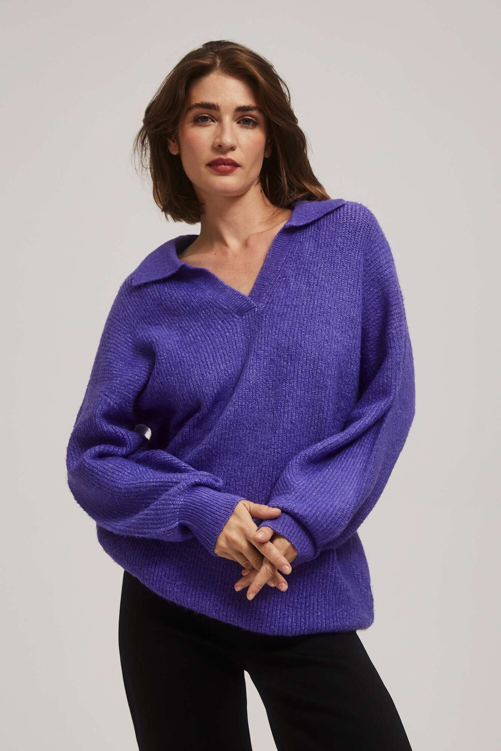 Marisse Purple V-Neck Sweater