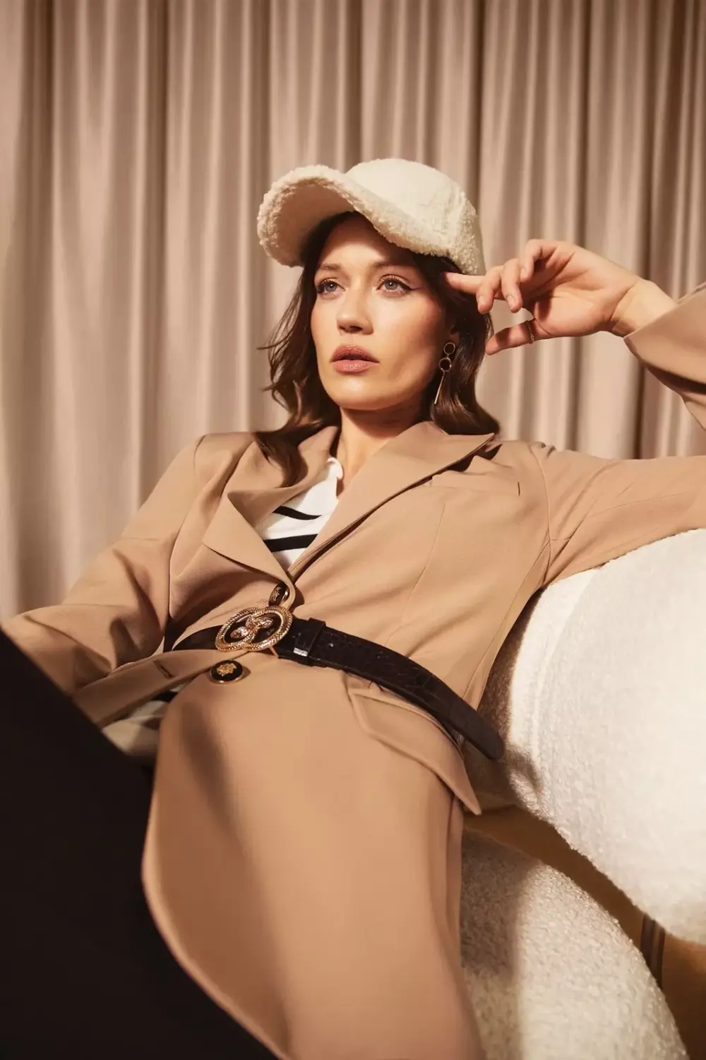 Marisse Single-Breasted Dark Beige Jacket