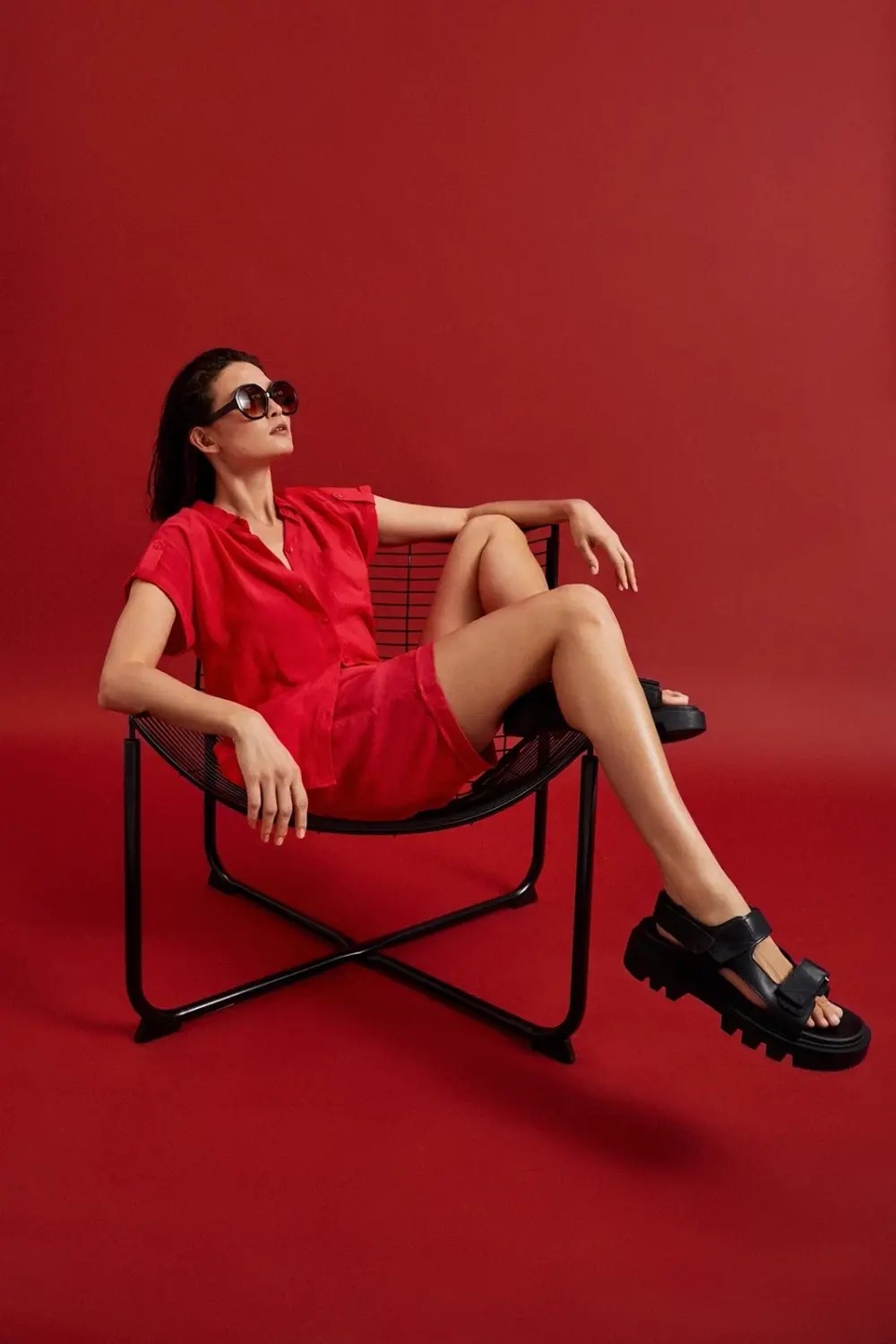 Marisse Women's Shirt L-Ko-4345 Red