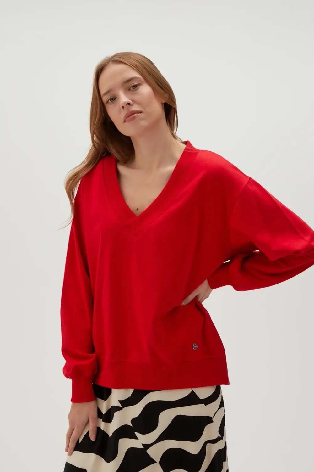Marisse Women's Sweatshirt L-Bl-4608 Red