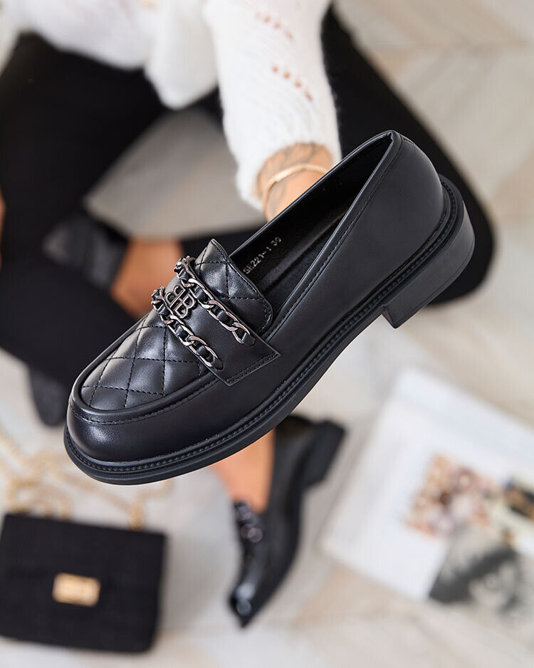 Resti Black moccasins with quilted nose Kusanna