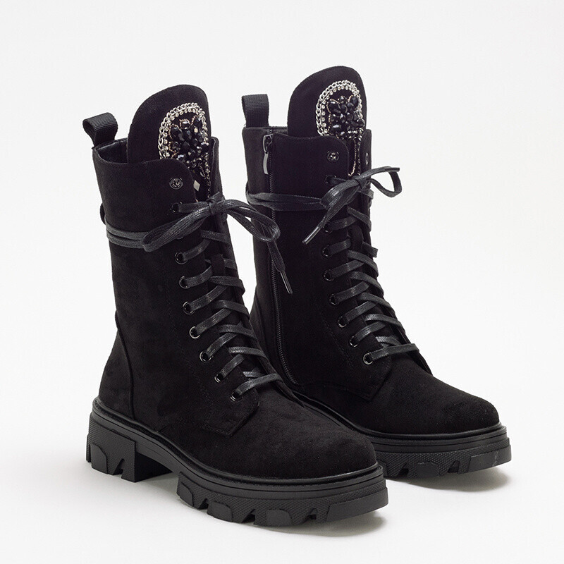 Resti Black women's ankle boots workery eco-suede Moxo - Footwear