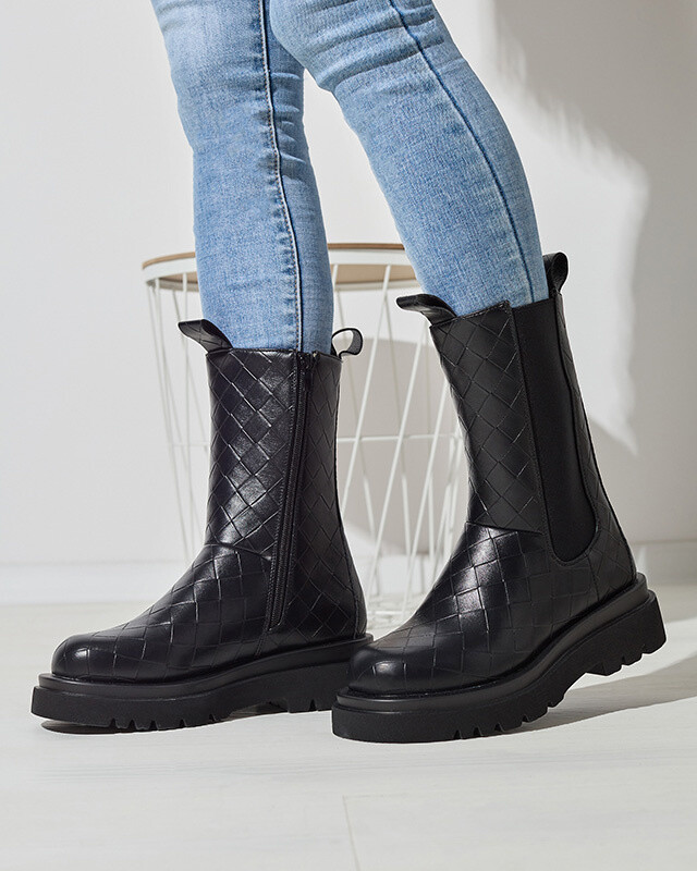 Resti Black women's boots with embossing Ahetto- Footwear