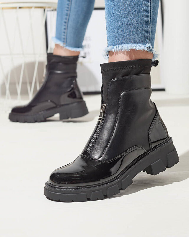 Resti Women's boots with a zipper in the middle in black Elibe- Footwear