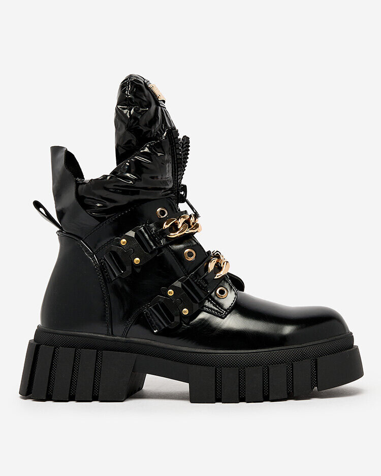 Resti Women's black boots with Ebidef chains