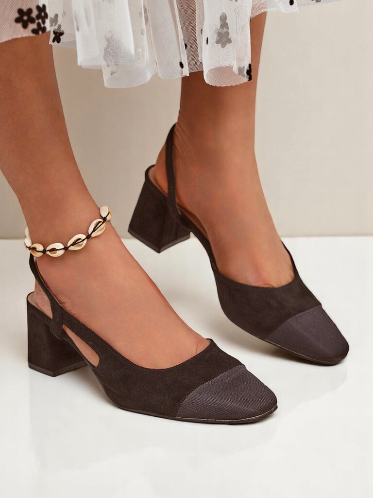 Resti Women's Low Heel Pumps with Decorative Toe Eleganzo