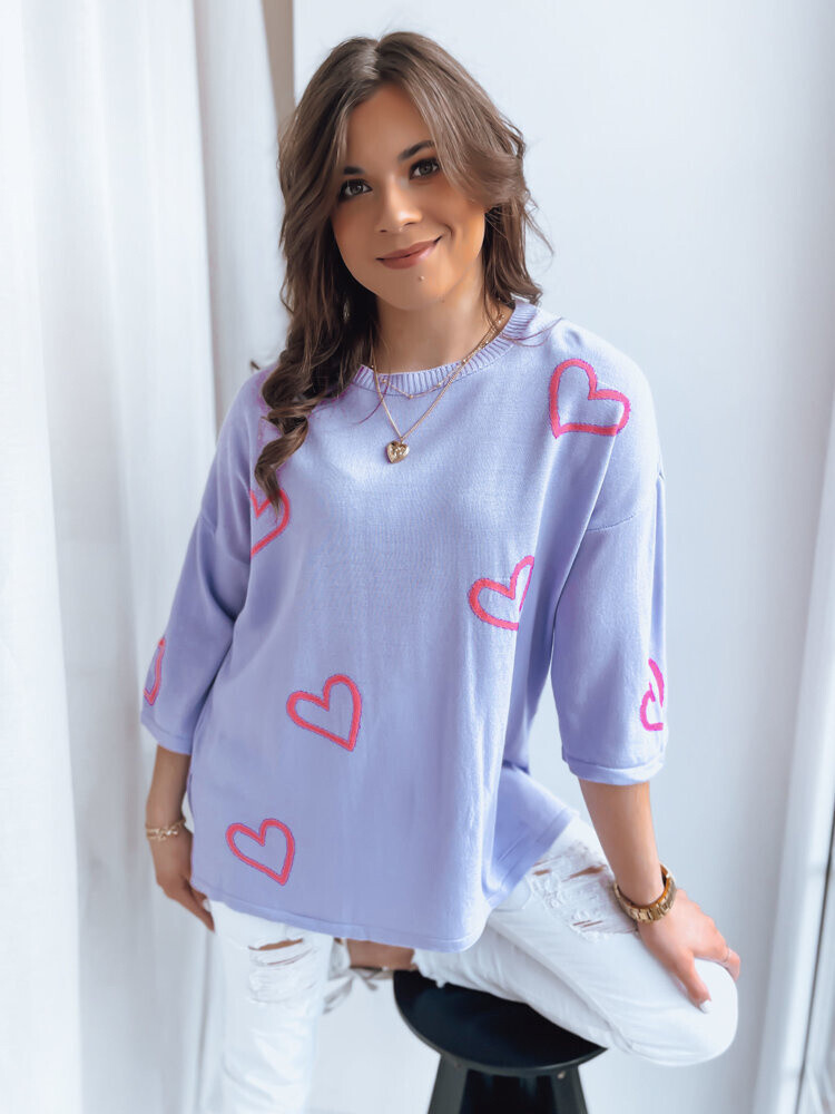 Dámsky sveter oversize SWEET HEART Farba fialová DSTREET