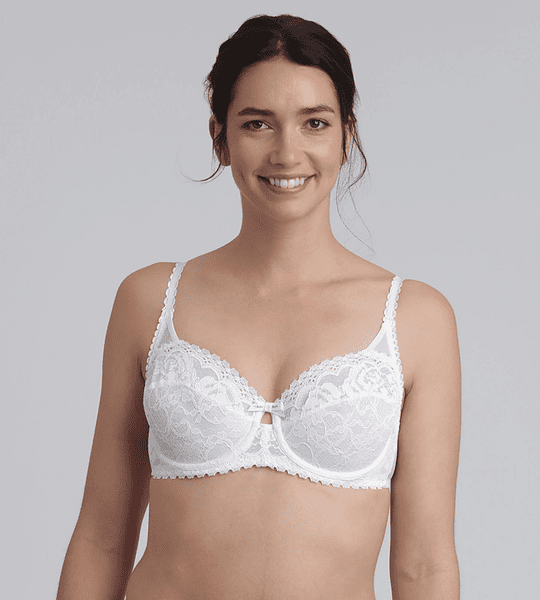DIM 
PLAYTEX UNDERWIRE BALCONETTE BRA - Dámska čipkovaná podprsenka s kosticami - biela