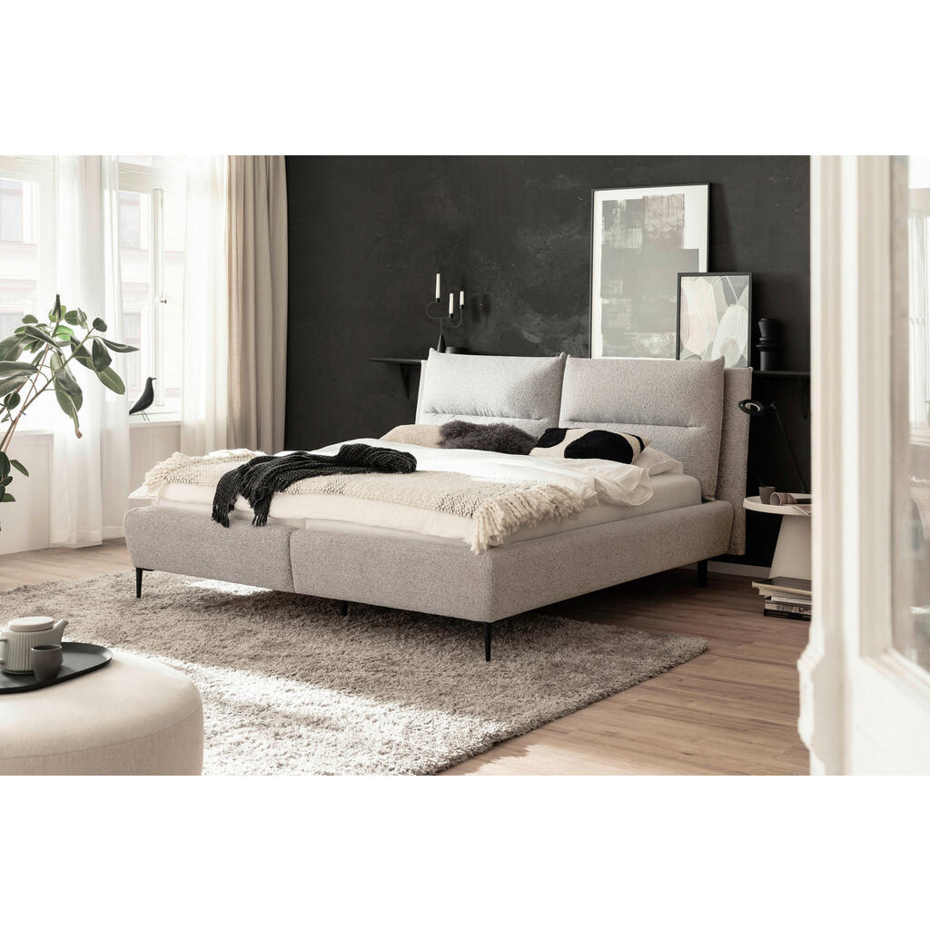 MID.YOU ČALÚNENÁ POSTEĽ, 180/200 cm, krémová, čierna