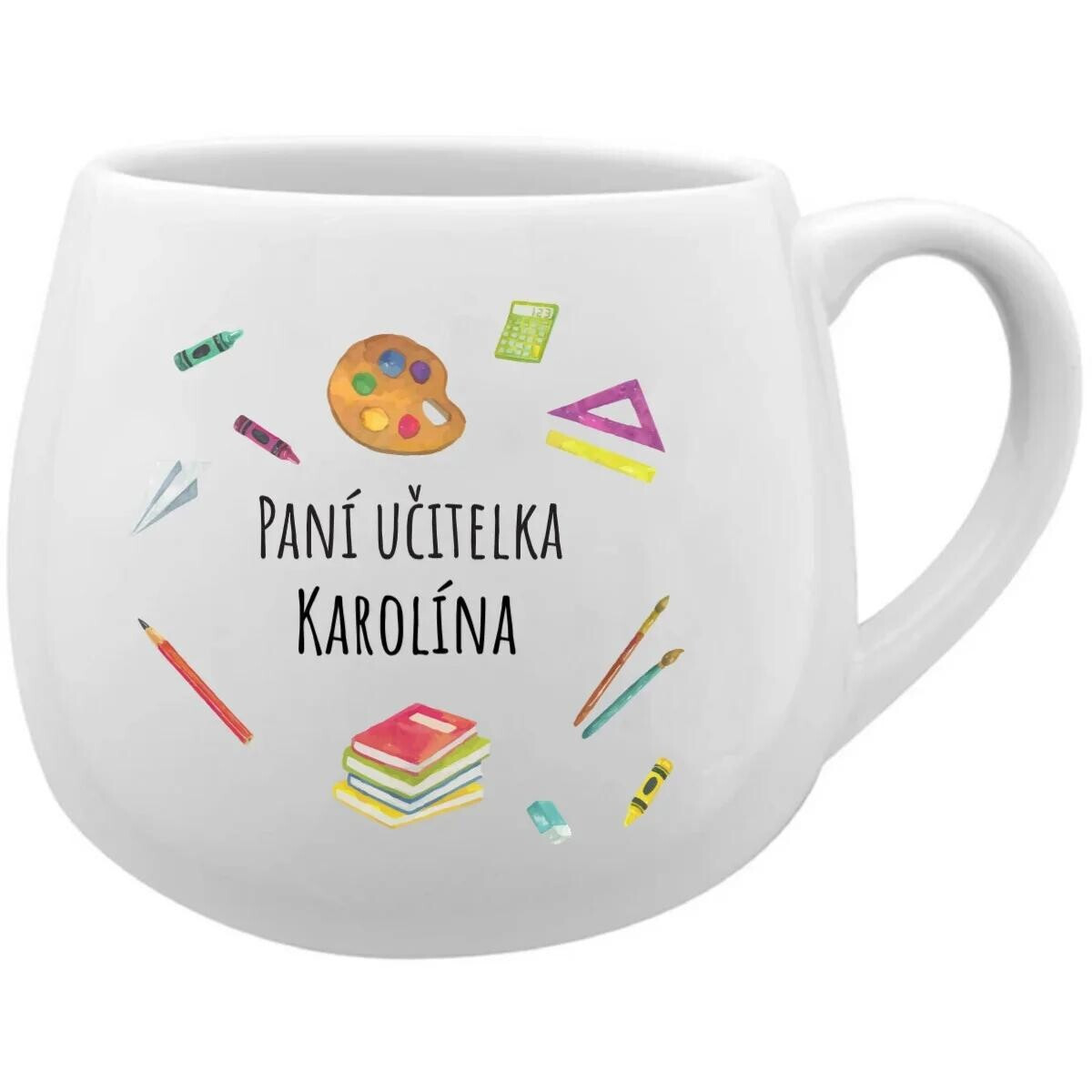 Pani učiteľka Caroline - biely keramický hrnček 300 ml