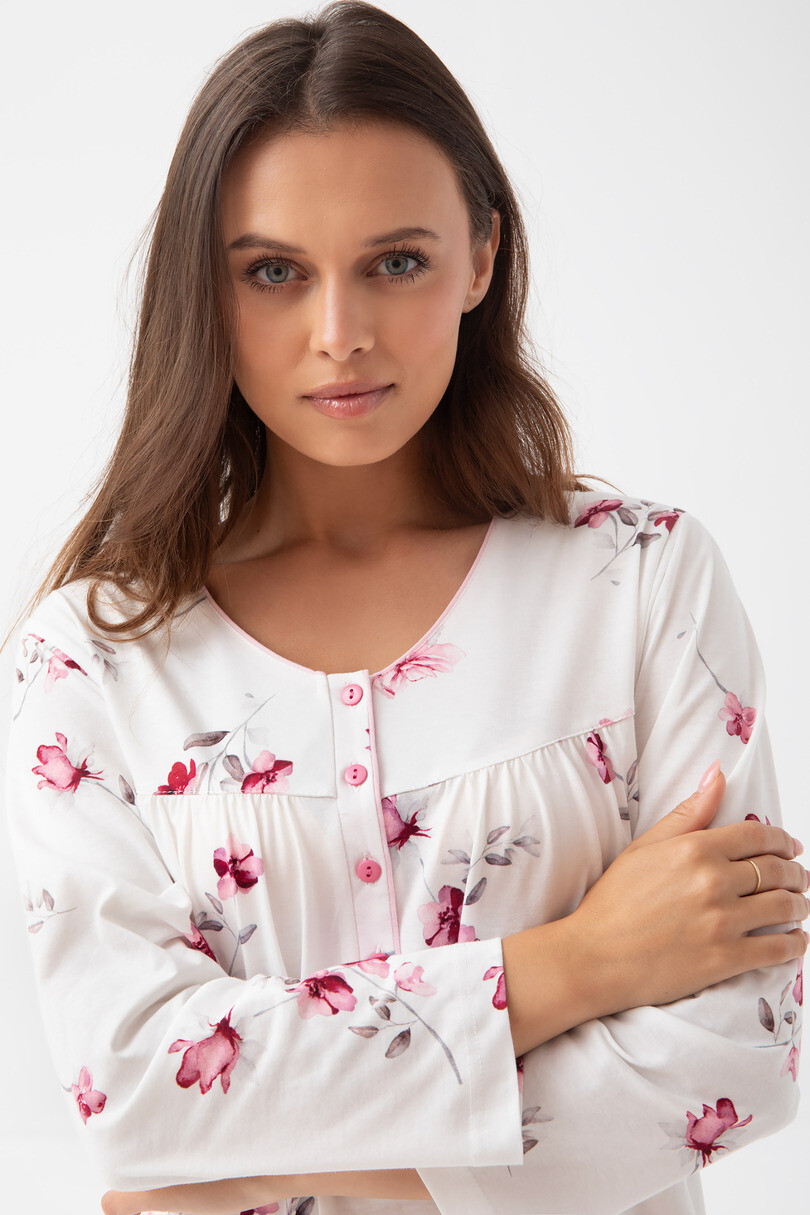 Luna 338 long/r M-2XL Z25/26 dámske tričko ecri-flowers XXL