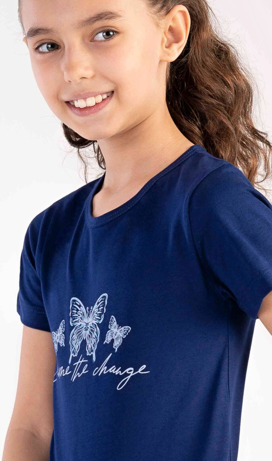 Detská nočná košeľa s krátkym rukávom Butterfly tmavě modrá 11 - 12