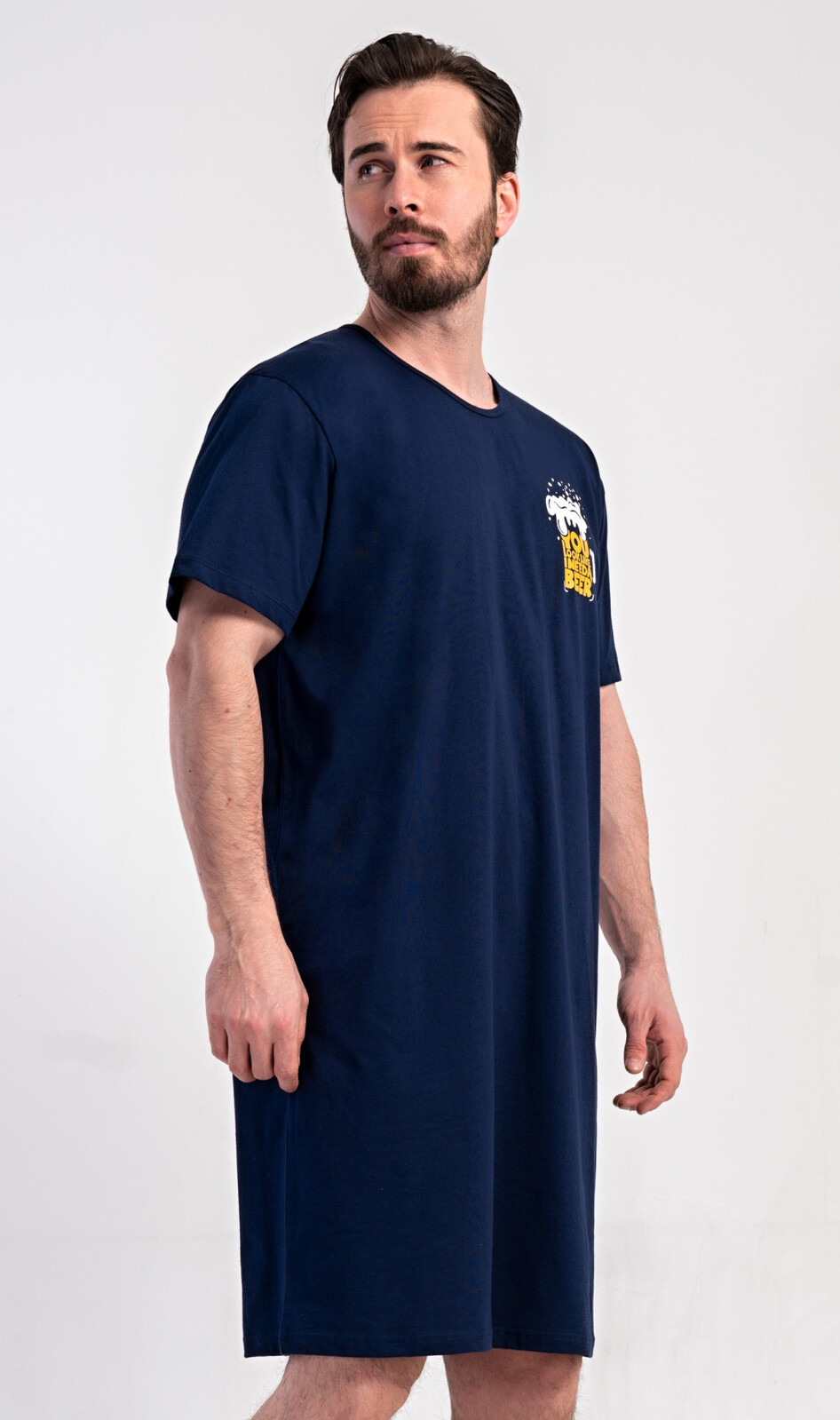 Pánska nočná košeľa s krátkym rukávom Beer tmavě modrá M