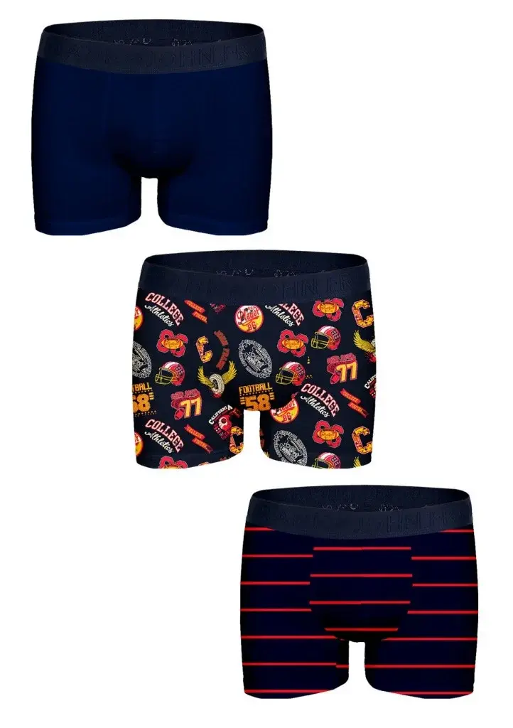 Pánske boxerky John Frank JF3BCA12 3pack M Tm. modrá