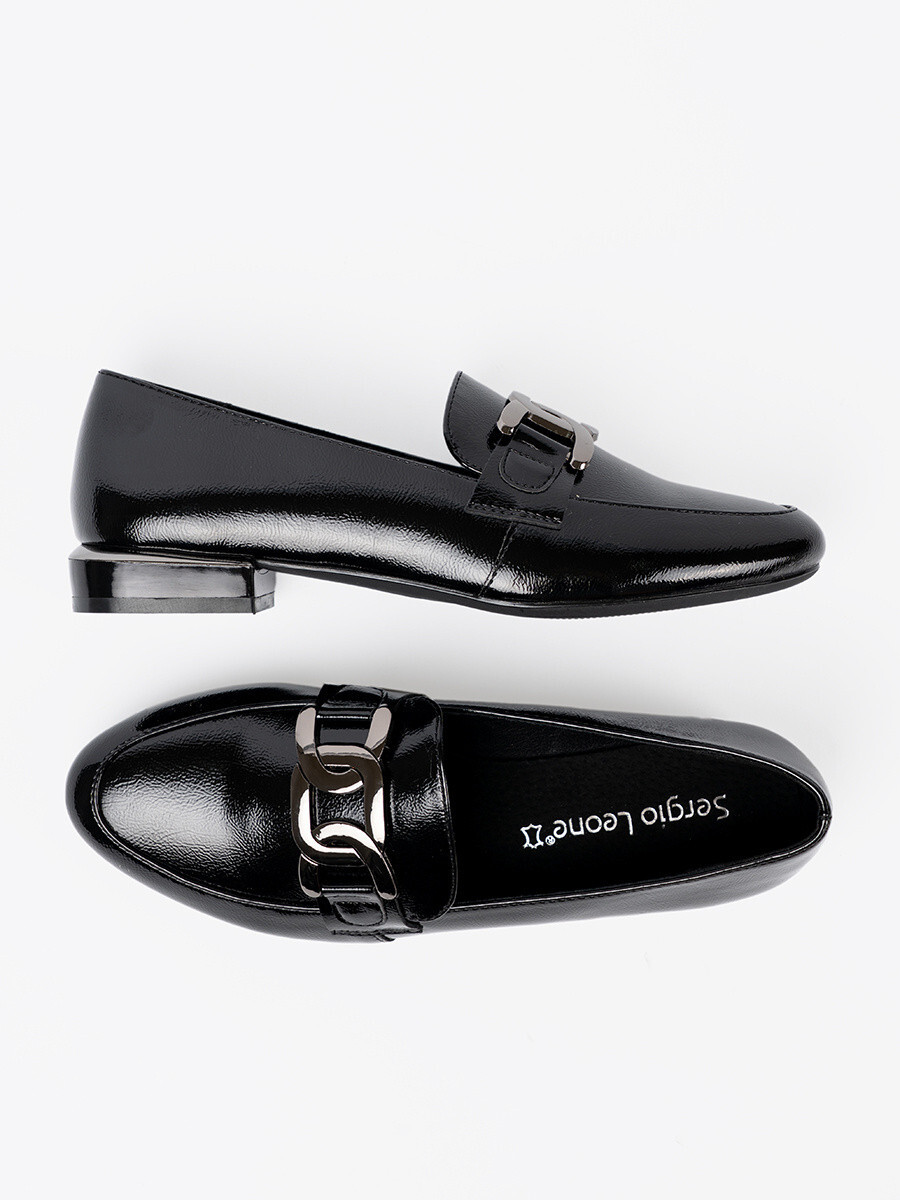 Pohodlné čierne mokasíny pre ženy na širokom podpätku 36