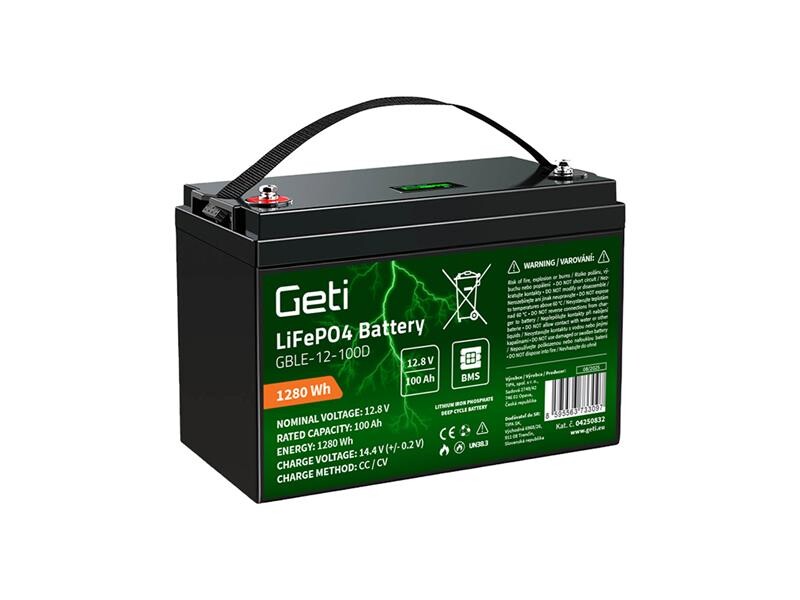 Baterie LiFePO4 12,8V 100Ah GETI GBLE-12-100D Displej