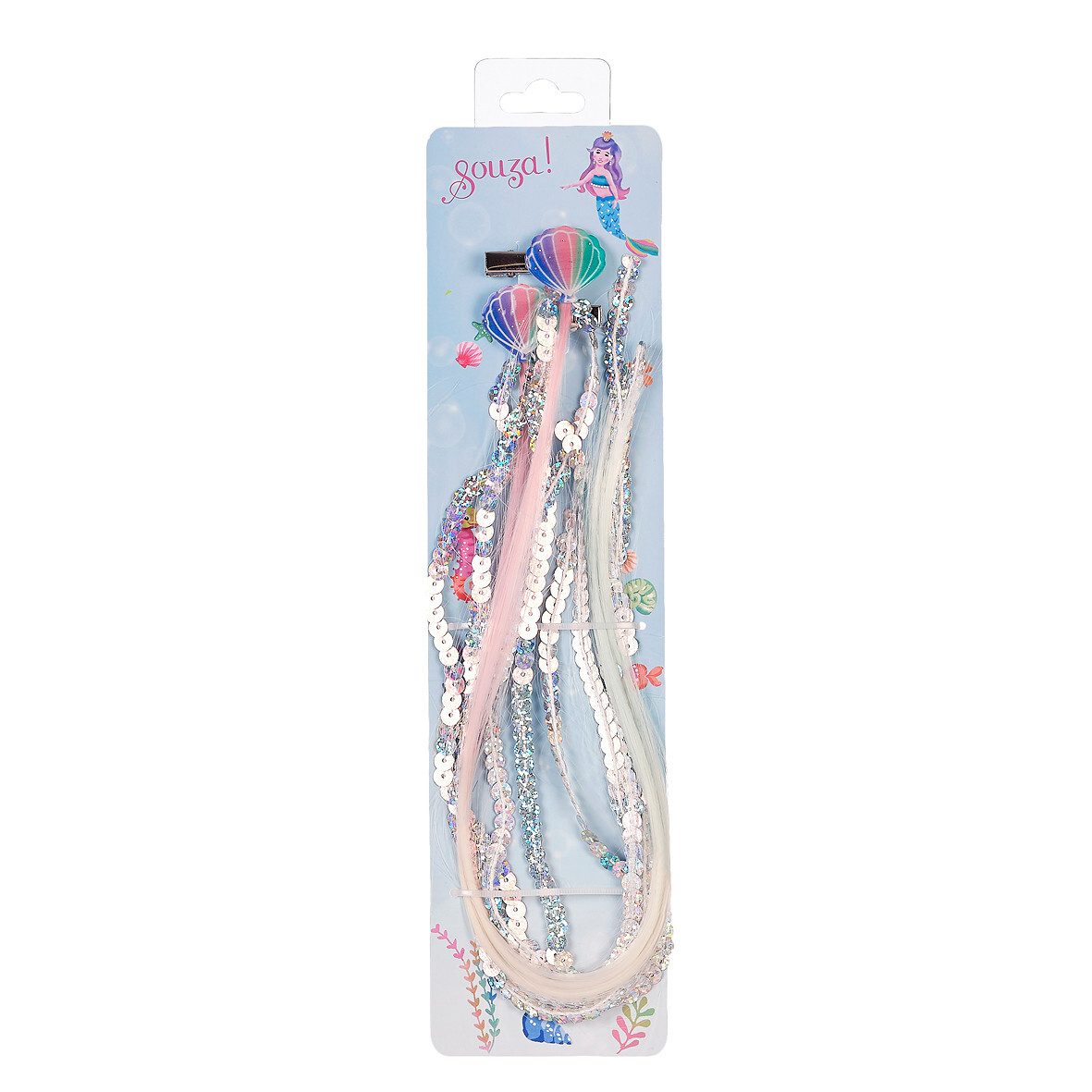 Souza! - Sponky do vlasov Jody s mušľou a prameňmi - 2 ks
