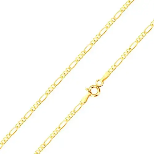 Zlatá retiazka 585 - tri malé očká a jedno podlhovasté, vysoký lesk, 500 mm