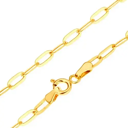 Náramok zo žltého 14K zlata - podlhovasté hladké očká, 190 mm
