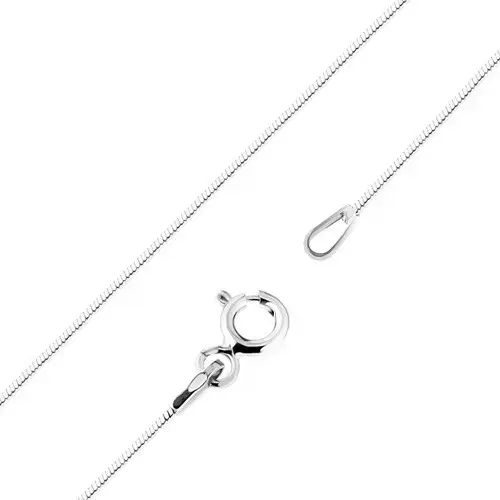 Ródiovaná zlatá retiazka 585, hladký hadí vzor, 450 mm