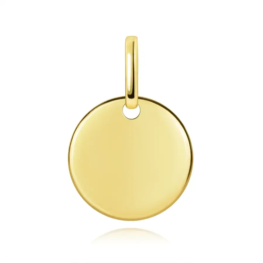 Zlatý prívesok 14K hladký plochý kruh so zrkadlovým leskom