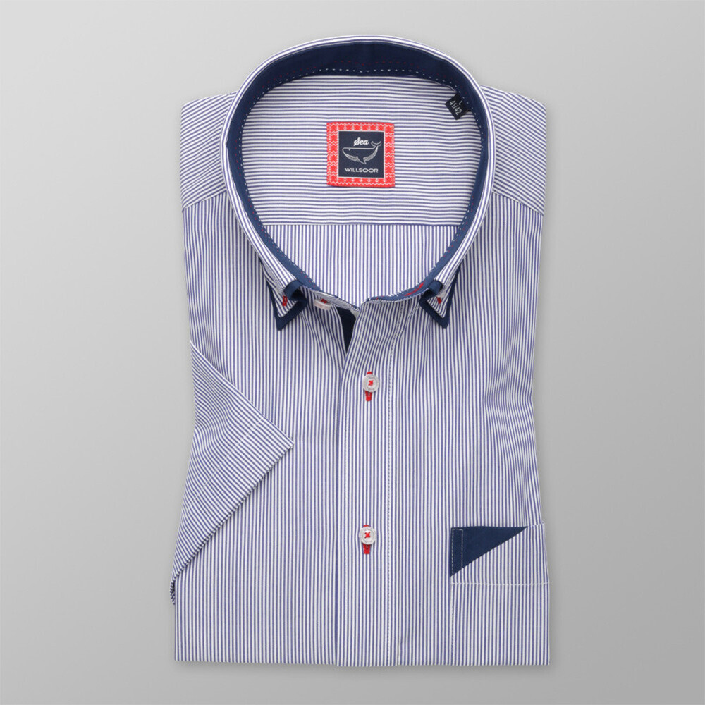 Košeľa Slim Fit modro-biely pruhovaný vzor (výška 176 - 182) 10731